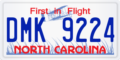 NC license plate DMK9224