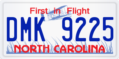 NC license plate DMK9225