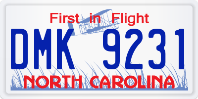 NC license plate DMK9231