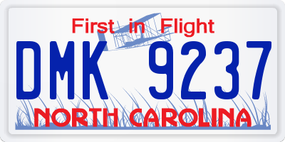 NC license plate DMK9237