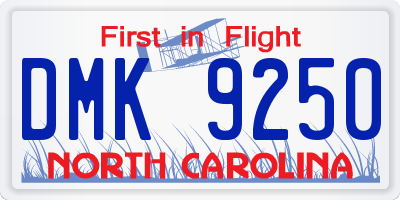 NC license plate DMK9250