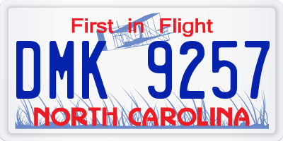NC license plate DMK9257