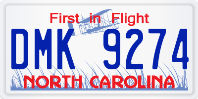 NC license plate DMK9274