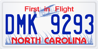 NC license plate DMK9293