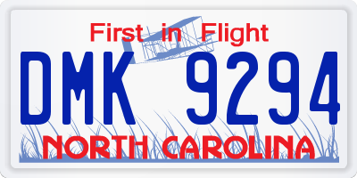 NC license plate DMK9294