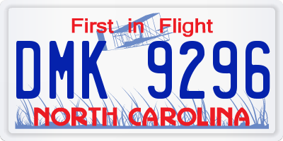 NC license plate DMK9296