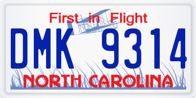 NC license plate DMK9314