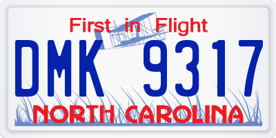 NC license plate DMK9317