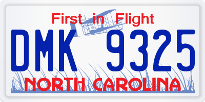 NC license plate DMK9325