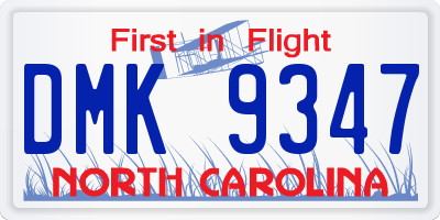 NC license plate DMK9347