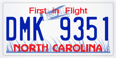 NC license plate DMK9351