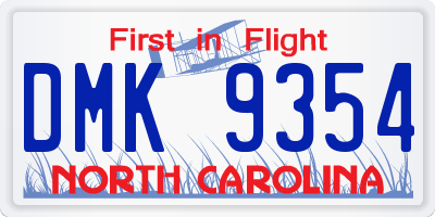 NC license plate DMK9354