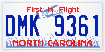 NC license plate DMK9361