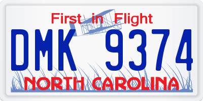 NC license plate DMK9374