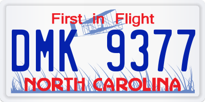 NC license plate DMK9377