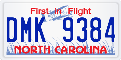 NC license plate DMK9384