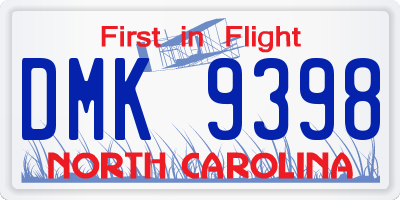 NC license plate DMK9398