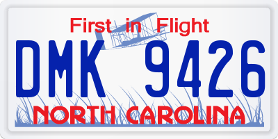 NC license plate DMK9426
