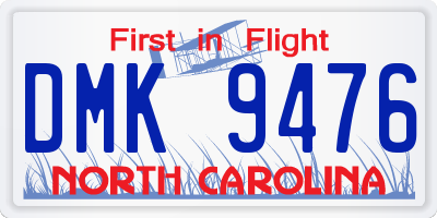 NC license plate DMK9476