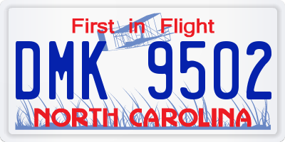 NC license plate DMK9502