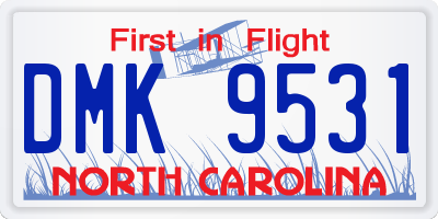 NC license plate DMK9531