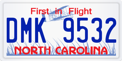 NC license plate DMK9532