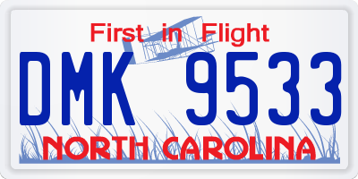 NC license plate DMK9533