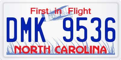 NC license plate DMK9536