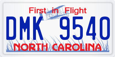 NC license plate DMK9540