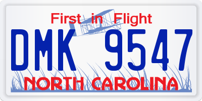 NC license plate DMK9547