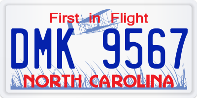 NC license plate DMK9567