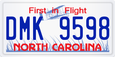 NC license plate DMK9598