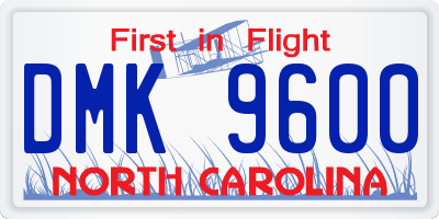 NC license plate DMK9600