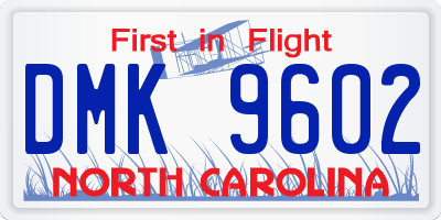NC license plate DMK9602