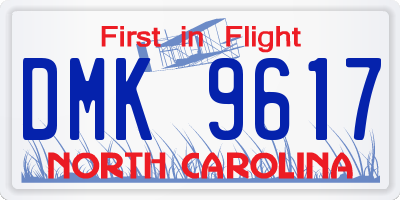 NC license plate DMK9617