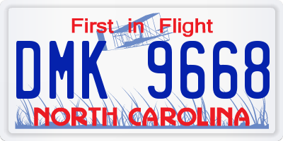 NC license plate DMK9668