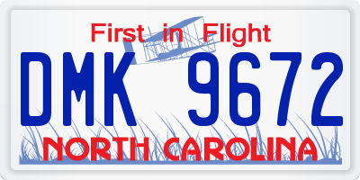 NC license plate DMK9672
