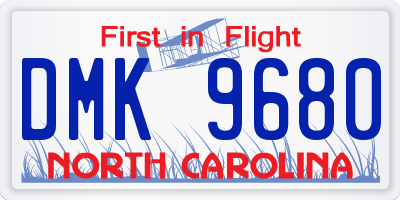 NC license plate DMK9680