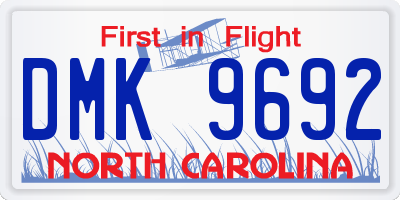 NC license plate DMK9692