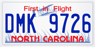 NC license plate DMK9726