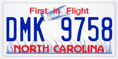 NC license plate DMK9758