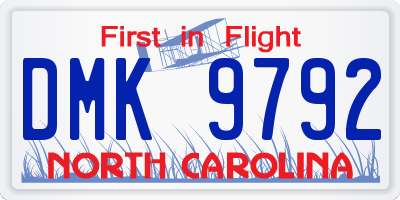 NC license plate DMK9792