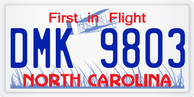 NC license plate DMK9803