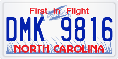 NC license plate DMK9816