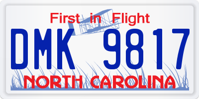 NC license plate DMK9817