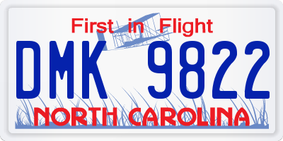 NC license plate DMK9822