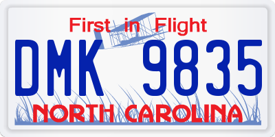 NC license plate DMK9835