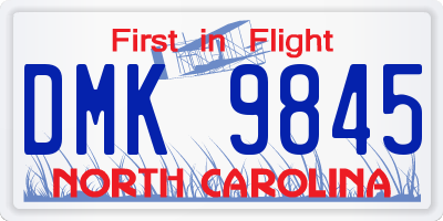 NC license plate DMK9845