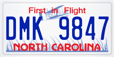 NC license plate DMK9847