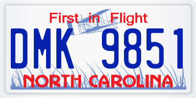 NC license plate DMK9851